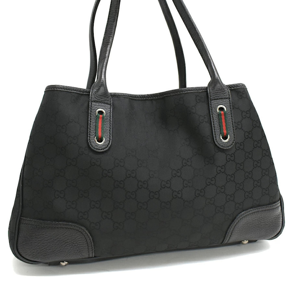 Gucci Tote Bag GG Black Web Stripe Sherry